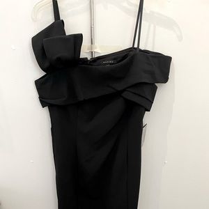Asymmetrical black cocktail dress